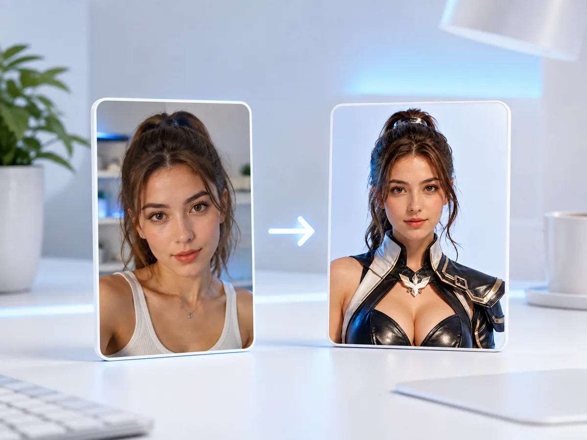 Upload your product scene and face reference
