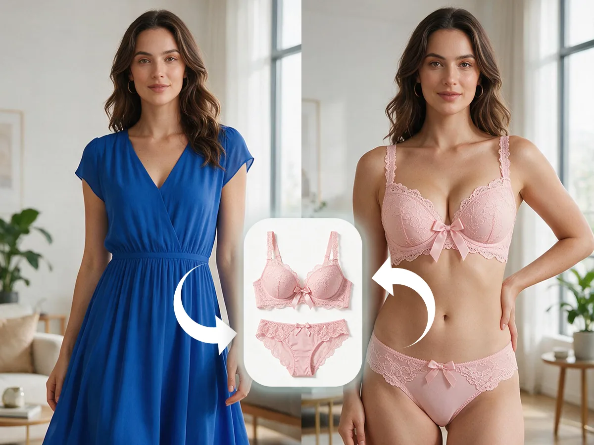 AI generated lingerie try-on visual