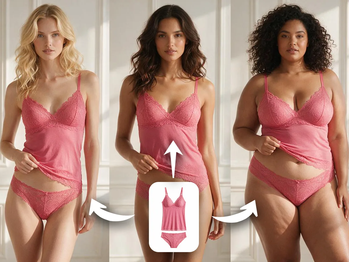 AI generated lingerie try-on visual