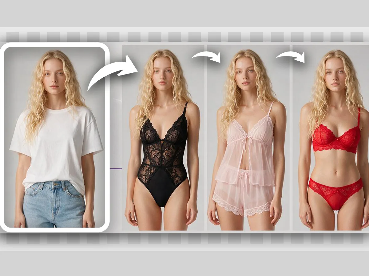 AI generated lingerie try-on visual
