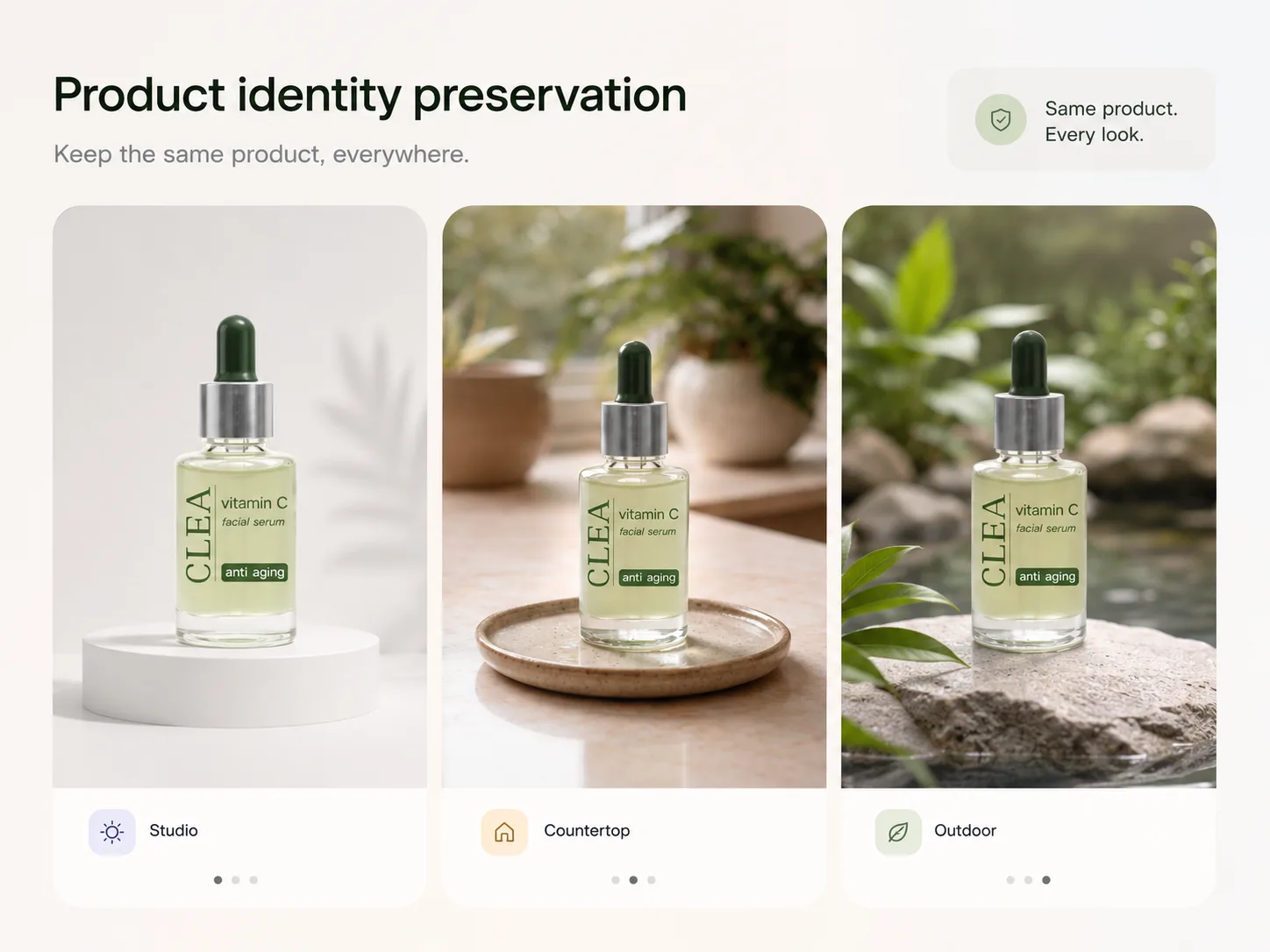 Keep product identity consistent across every look