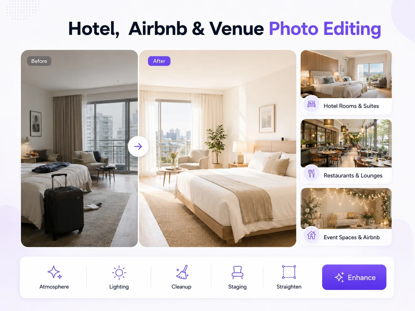 酒店、Airbnb 與場地照片編輯